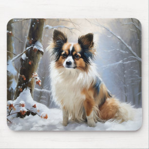 Papillon Let It Snow Christmas Mouse Pad