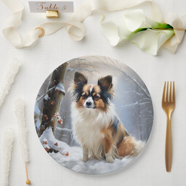 Papillon Let It Snow Christmas  Paper Plate (Wedding)