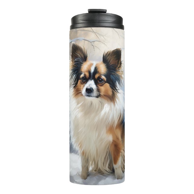 Papillon Let It Snow Christmas  Thermal Tumbler (Front)