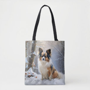 Papillon Let It Snow Christmas  Tote Bag