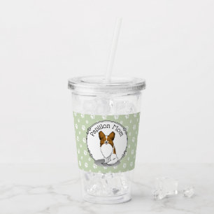 Papillon Mum Pap Mum (white & sable) Cute Dog Mum Acrylic Tumbler