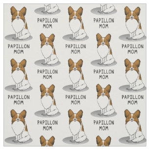 Papillon Mum Pap Mum (white & sable) Cute Dog Mum Fabric