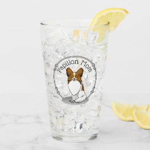 Papillon Mum Pap Mum (white & sable) Cute Dog Mum Glass