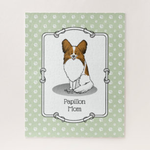 Papillon Mum Pap Mum (white & sable) Cute Dog Mum Jigsaw Puzzle