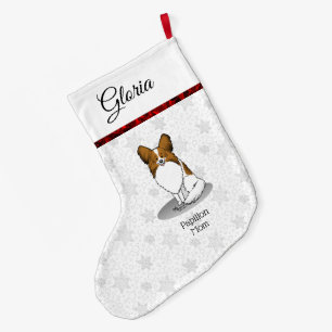 Papillon Mum Pap Mum (white & sable) Cute Dog Mum Large Christmas Stocking