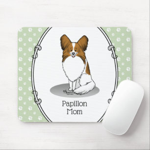 Papillon Mum Pap Mum (white & sable) Cute Dog Mum Mouse Pad