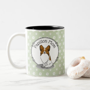 Papillon Mum Pap Mum (white & sable) Cute Dog Mum Two-Tone Coffee Mug