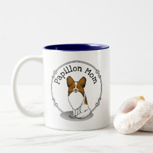 Papillon Mum Pap Mum (white & sable) Cute Dog Mum Two-Tone Coffee Mug