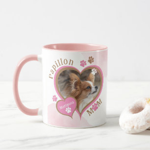 Papillon Mum Personalised Dog Photo and Name Mug