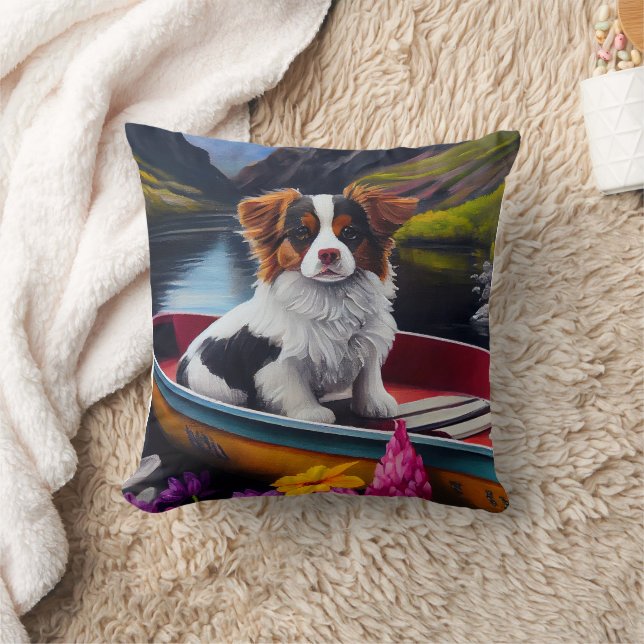 Papillon on a Paddle: A Scenic Adventure  Cushion (Blanket)