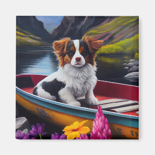 Papillon on a Paddle: A Scenic Adventure Magnet