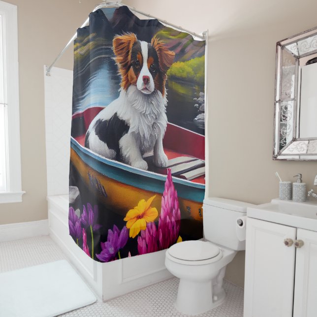 Papillon on a Paddle: A Scenic Adventure Shower Curtain (In Situ)