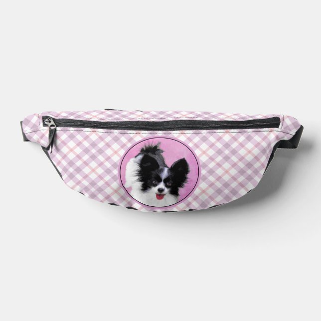 Papillon Painting Black and White Original Dog Art Bum Bags (Lay Down)