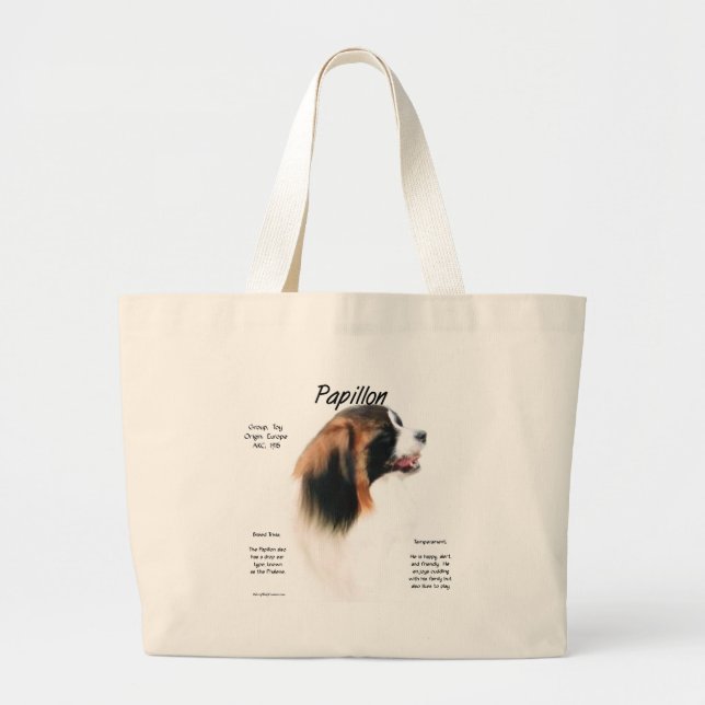 Papillon (Phalene) History Design Large Tote Bag (Front)