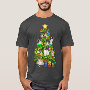 Papillon Pine Tree Christmas Dog Lover Xmas Gift T-Shirt