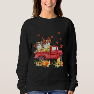 Papillon Pumpkin Truck Fall Leaf Thanksgiving Hall Sweatshirt
