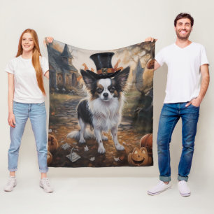 Papillon Pumpkins Halloween Scary  Fleece Blanket