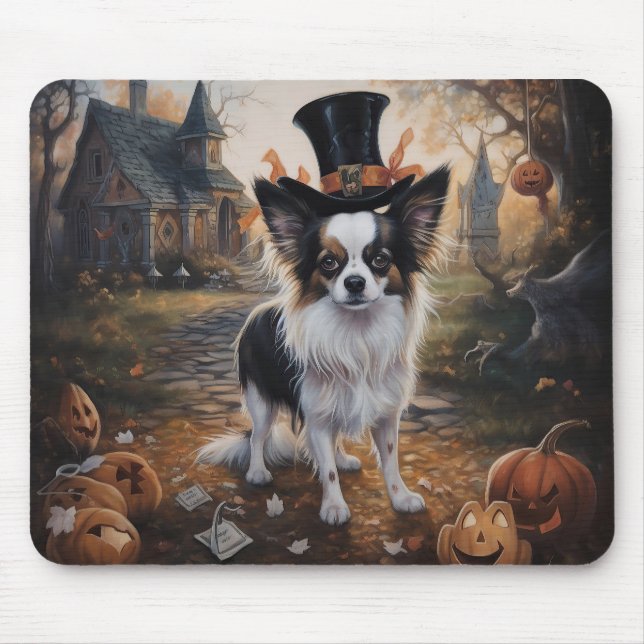 Papillon Pumpkins Halloween Scary  Mouse Pad (Front)