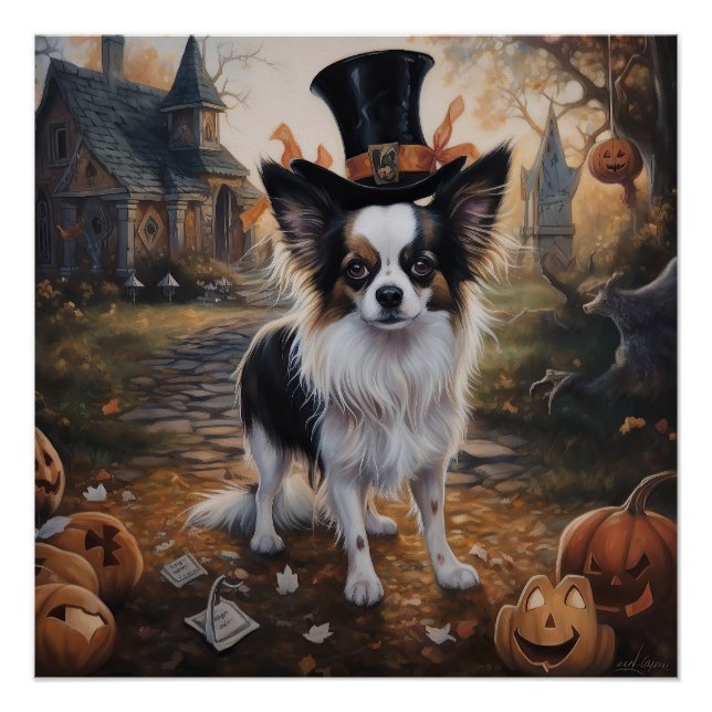 Papillon Pumpkins Halloween Scary  Poster (Front)