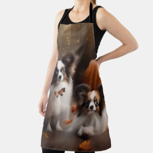 Papillon Puppy Autumn Delight Pumpkin Apron