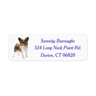 Papillon Puppy Dog Blue Return Address Label