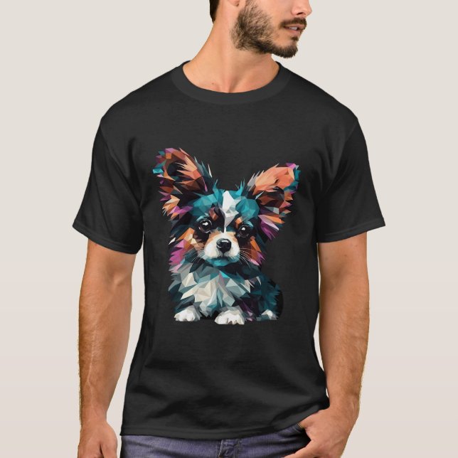 Papillon Puppy Dog Pop Art T-Shirt (Front)