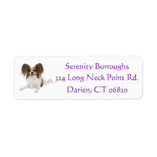 Papillon Puppy Dog Purple Return Address Label