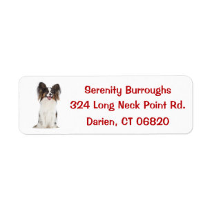 Papillon Puppy Dog Red Return Address Label