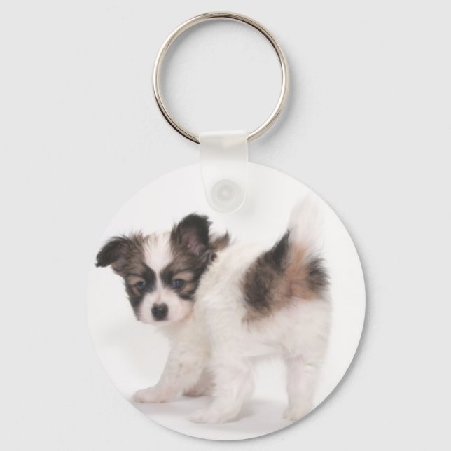 Papillon Puppy Key Ring (Front)