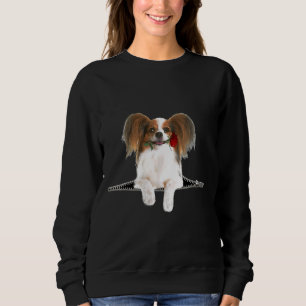 Papillon Rose Zipper Dog Pocket Sweatshirt