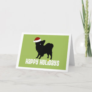 Papillon Santa Hat Holiday Card