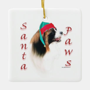 Papillon Santa Paws Ceramic Ornament