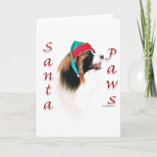 Papillon Santa Paws Holiday Card (Front)