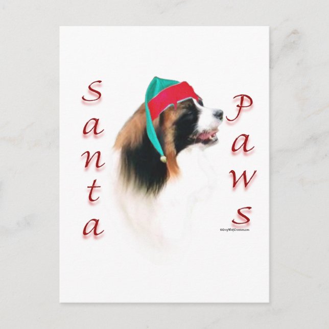 Papillon Santa Paws Holiday Postcard (Front)