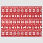 Papillon Silhouettes Christmas Pattern Red Tissue Paper<br><div class="desc">Festive Red and White Christmas Sweater Style Pattern with Papillon Silhouettes</div>