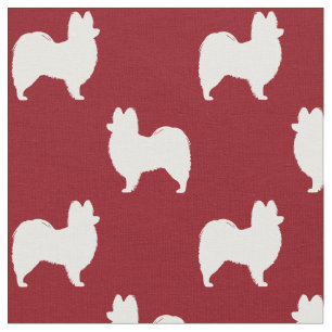 Papillon Silhouettes Pattern Red Fabric