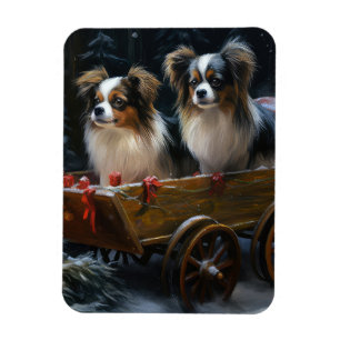 Papillon Snowy Sleigh Christmas Decor Magnet