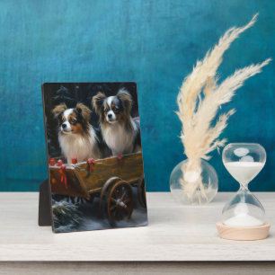 Papillon Snowy Sleigh Christmas Decor Plaque