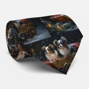 Papillon Snowy Sleigh Christmas Decor  Tie