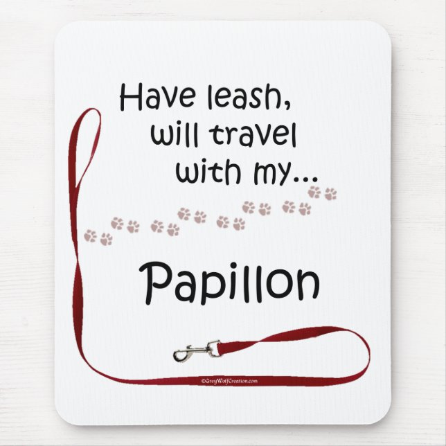 Papillon Travel Leash Mouse Pad (Front)