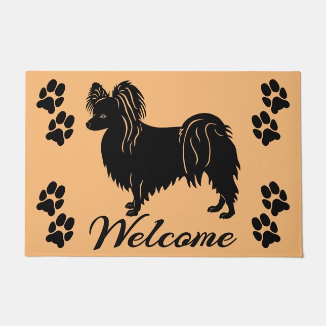 Papillon Welcome Doormat (Front)