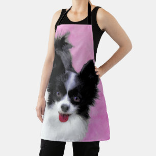 Papillon (White and Black) Painting - Dog Art Apron