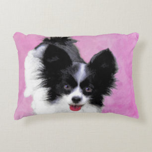 Papillon (White and Black) Painting - Dog Art Decorative Cushion