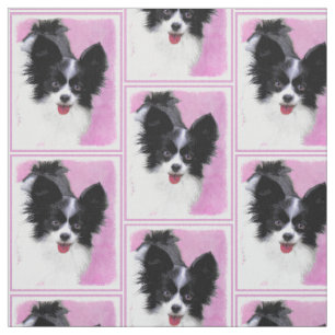 Papillon (White and Black) Painting - Dog Art Fabric