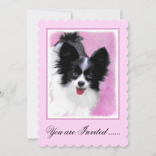 Papillon (White and Black) Painting - Dog Art Invitation