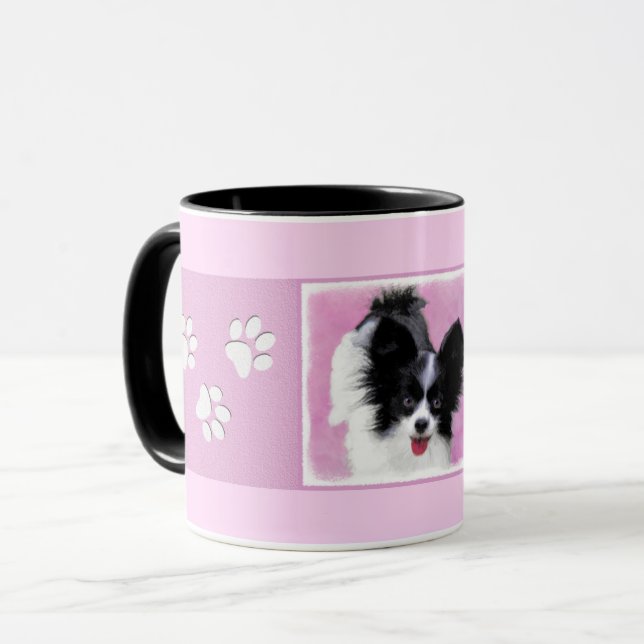 Papillon (White and Black) Painting - Dog Art Mug (Front Left)