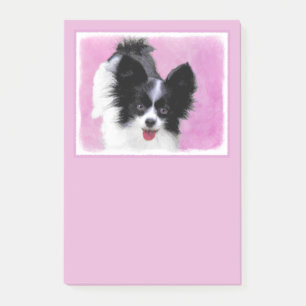 Papillon (White and Black) Painting - Dog Art Post-it Notes