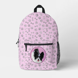 Papillon (White and Black) Painting - Dog Art Printed Backpack
