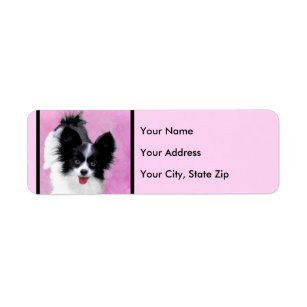 Papillon (White and Black) Painting - Dog Art Return Address Label