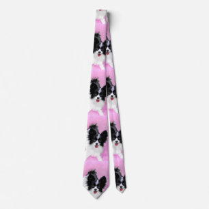Papillon (White and Black) Painting - Dog Art Tie